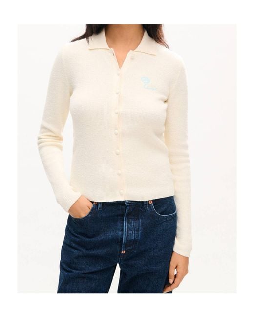KENZO White Tulip Embroidered Knitted Cardigan