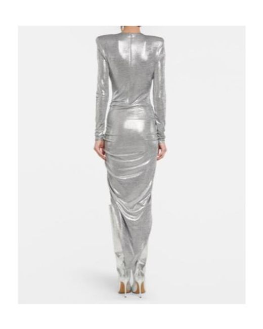 Alexandre Vauthier Gray Metallic Jersey Midi Dress