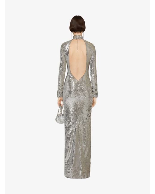 Givenchy Gray Open-Back Sequin Gown
