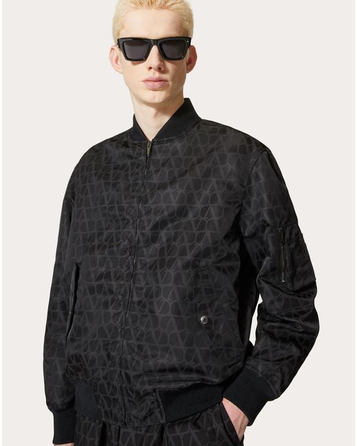 Valentino Black Toile Iconographe Zip-Up Bomber Jacket for men