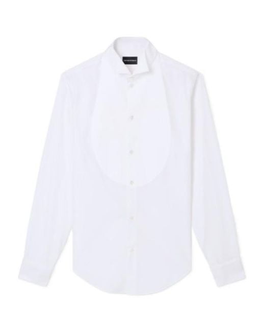 Emporio Armani White Tuxedo Shirt With Plastron for men
