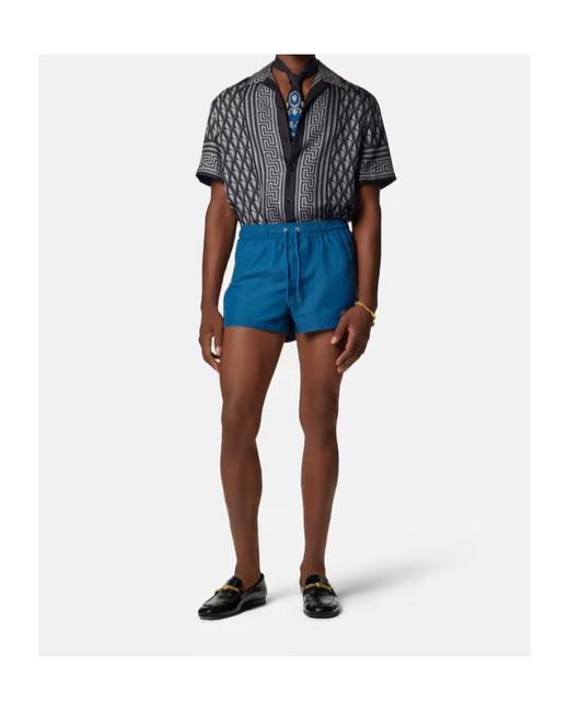 Versace Black Pattern-Printed Short-Sleeved Shirt for men