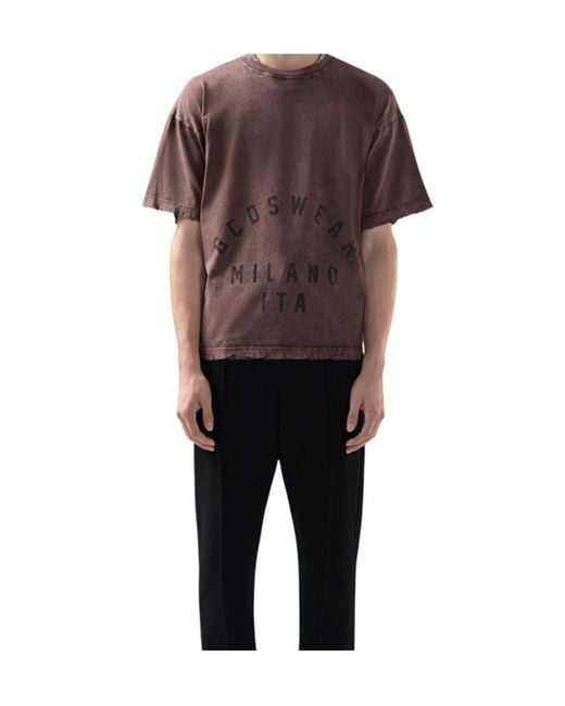 Gcds Purple Distressed-Effect Graphic-Print T-Shirt for men