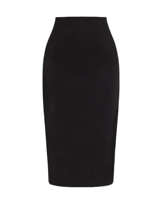 Victoria Beckham Black Knitted Midi Pencil Skirt