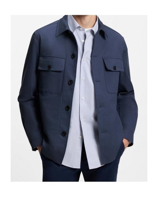 Boss Blue Boss Button-Up Relaxed Fit Overshirt for men