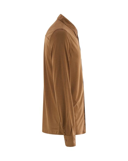 Majestic Filatures Brown Long-Sleeved Shirt for men