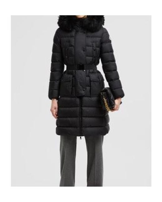 Moncler Black Khloe Logo Patch Belted Jacket