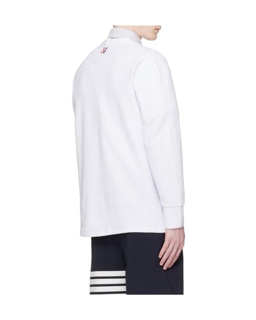 Thom Browne White Four-Striped Knit Cardigan for men