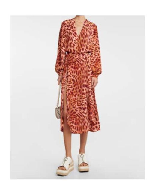 Stella McCartney Red Cheetah-Print Silk Maxi Dress