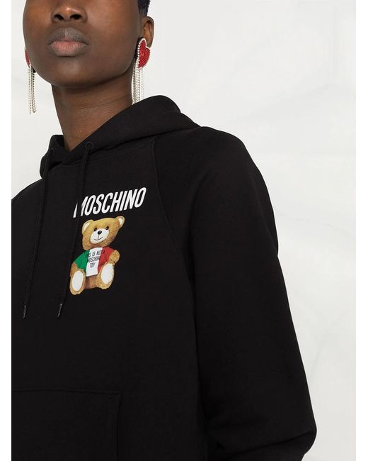 Moschino Black Teddy Bear-Print Hoodie