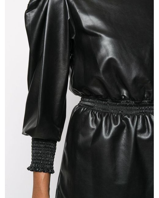 Philosophy Di Lorenzo Serafini Black Faux-Leather Mini Dress