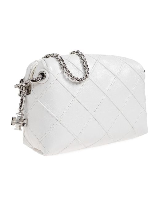 Tory Burch White Fleming Quilted Chain Mini Bag