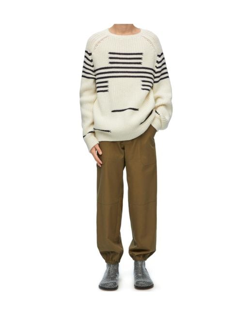 Loewe Natural Stripe Pattern Intarsia Crewneck Jumper for men