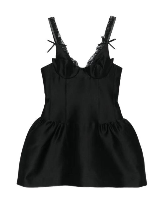 ShuShu/Tong Black Lace-Trimmed Corset Dress