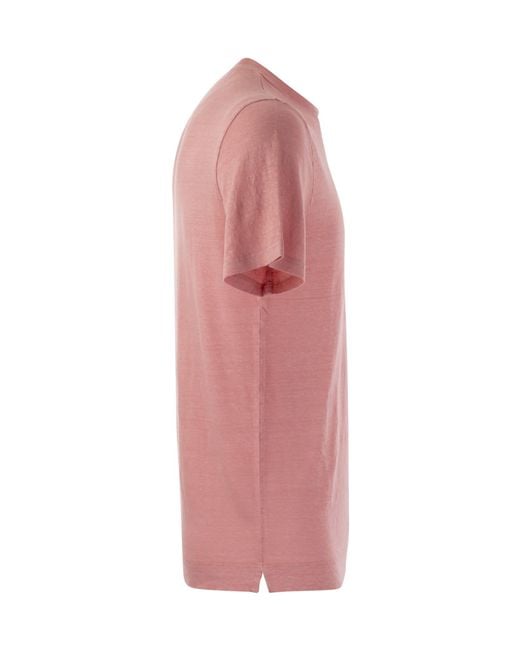 Fedeli Pink Short-Sleeved Crewneck T-Shirt for men