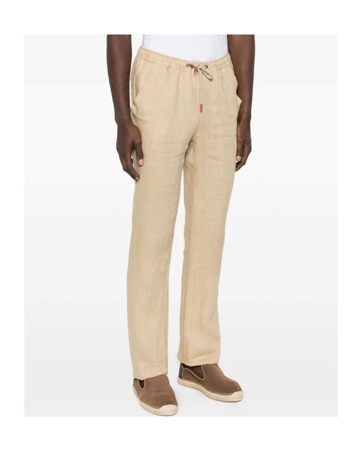 Kiton Natural Drawstring-Waist Trousers for men