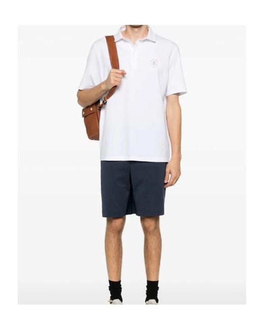 Brunello Cucinelli White Stretch-Jersey Polo Shirt for men