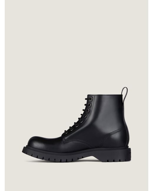 Givenchy Black Round Toe Lace-Up Boots for men