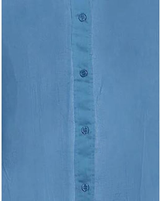 Isabel Marant Blue Loose Dropped-Shoulder Long-Sleeve Shirt With Curved Hem