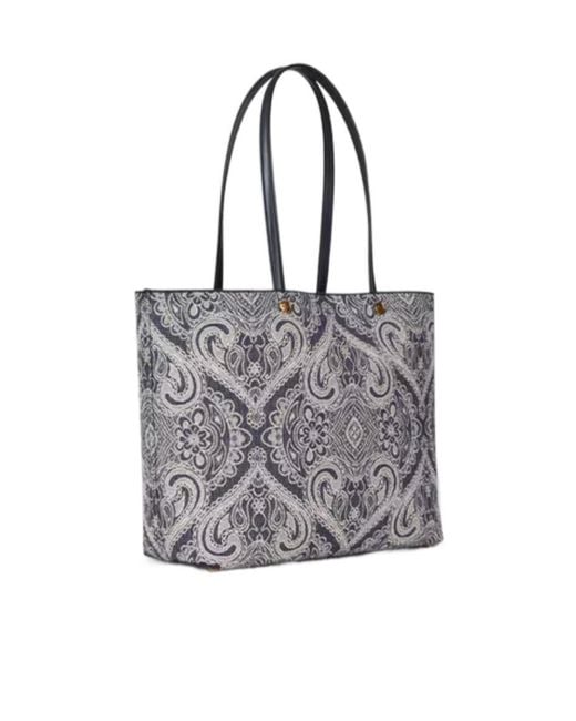 Etro Blue Paisley-Print Open-Top Tote Bag