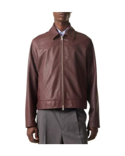 Lardini Purple Zip Leather Jacket for men