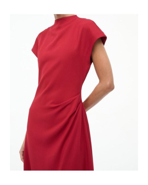 Staud Red Zaya Dress Pomegranate