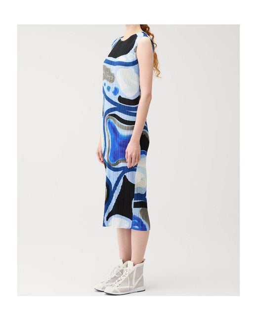 Pleats Please Issey Miyake Blue Roll Dress