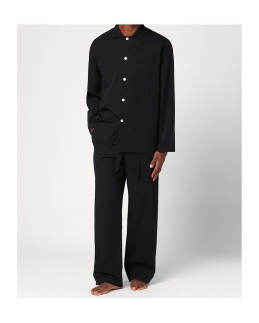 Tekla Black Long-Sleeve Pyjama Shirt for men