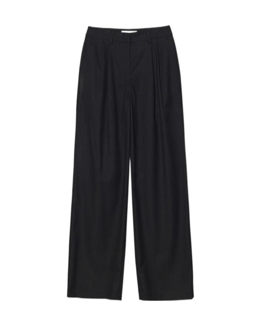 DUNST Black Pleated Trousers