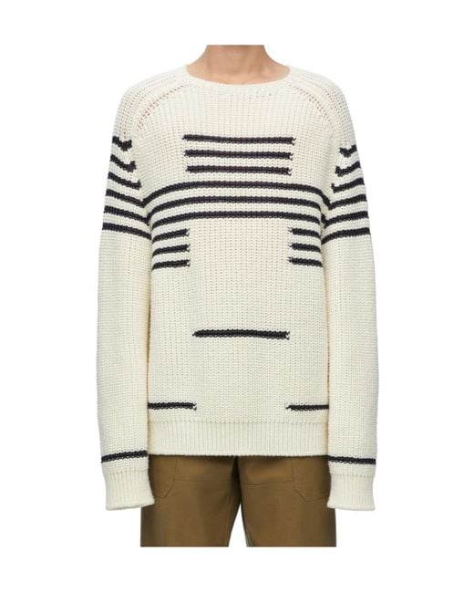 Loewe Natural Stripe Pattern Intarsia Crewneck Jumper for men
