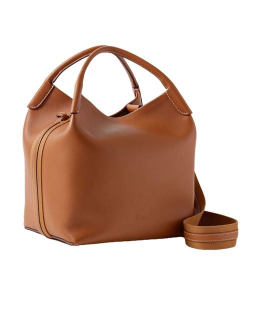 Loro Piana Brown Bale Large Leather Bag