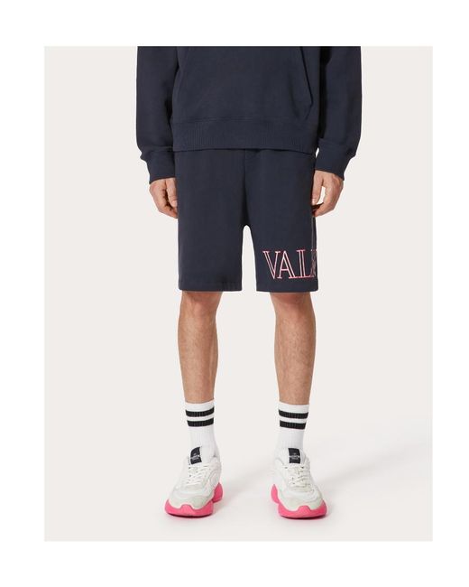 Valentino Blue Logo Print Drawstring Shorts for men