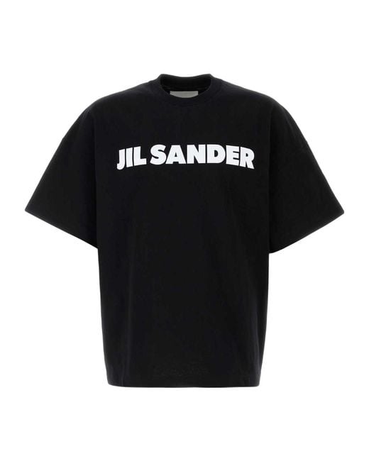 Jil Sander Black Logo-Printed Crewneck T-Shirt for men