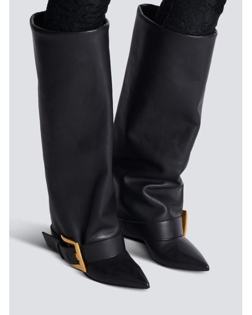 Balmain Black Anthem Calfskin Leather Boots