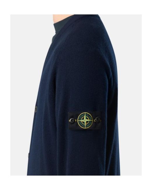 Stone Island Blue V-Neck Button-Up Cardigan for men