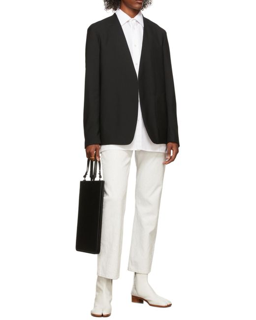 Maison Margiela Blue Single-Breasted V-Neck Blazer for men
