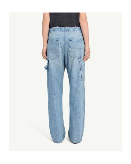 MM6 by Maison Margiela Blue Distressed Wide-Leg Jeans