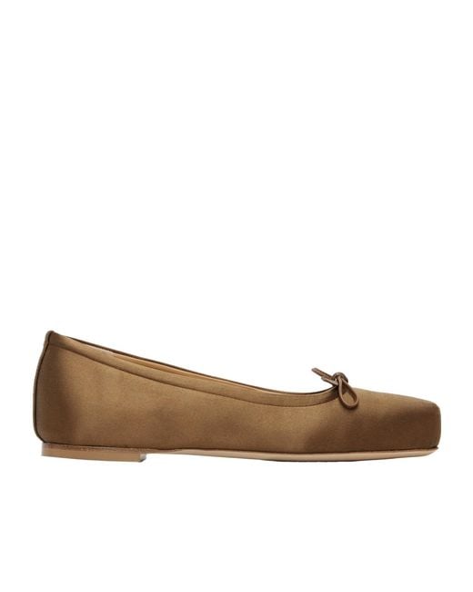 Aeyde Brown Gabriella Satin Ballet Flats
