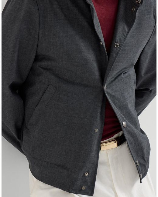 Brunello Cucinelli Blue Snap-Front Short Coat for men