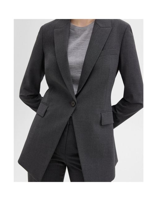 Theory Black Single-Breasted Tailored Blazer