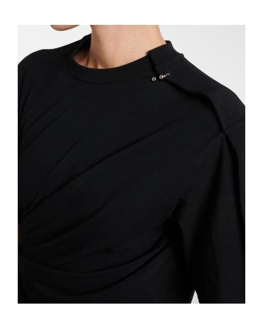 Mugler Black Draped Plain Knit Dress