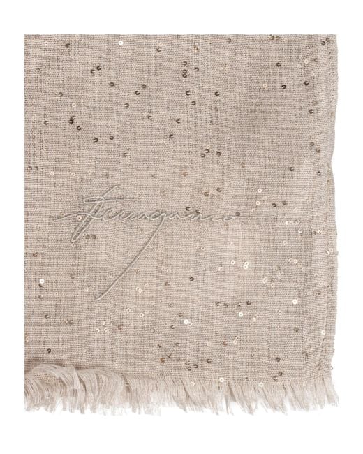 Ferragamo White Sequined Scarf