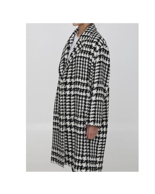 Dolce & Gabbana Black Prince Of Wales Press-Stud Fastened Coat