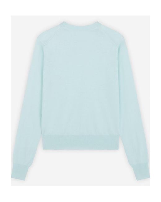 Maison Kitsuné Blue Round-Collar Long-Sleeve Hoodie
