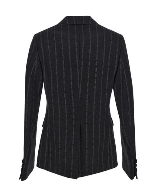Versace Black Logo Printed Single-Breasted Blazer