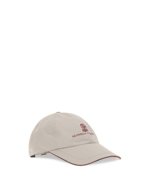 Brunello Cucinelli White Logo Visor Baseball Hat for men