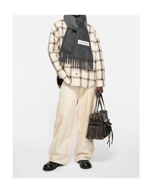 Acne Gray Fringed Scarf for men
