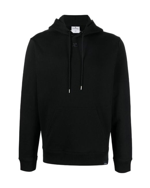 Courreges Black Courrèges Drawstring Long-Sleeved Hoodie for men