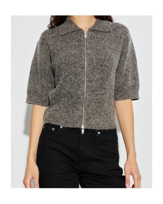 Samsøe & Samsøe Gray Zip-Up Collared Top