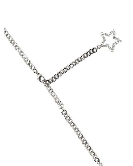 Alessandra Rich White Star Crystal Waist Chain
